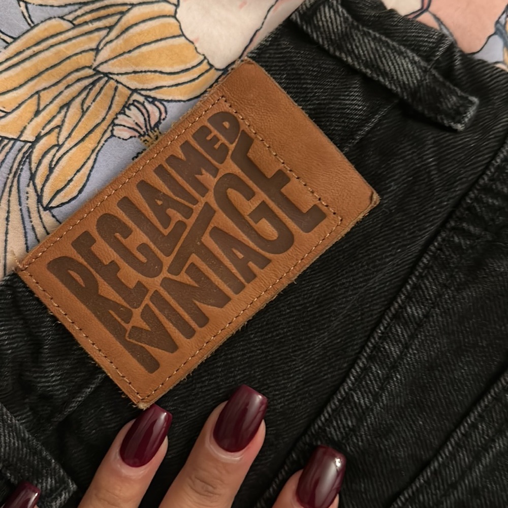 Reclaimed Vintage 3 Quarters High Waisted Jeans View 3